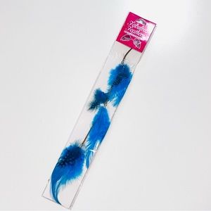 NWT Blue & Brown Leather Tail Feather Clip in Hair Extension